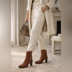 GRIGIARANCIO Made in Italy Leather Booties Cognac Buckle Strap Heel EU39